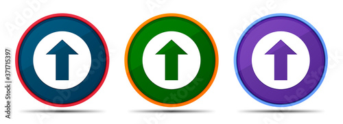 Upload icon silky smart flat round buton set illustration