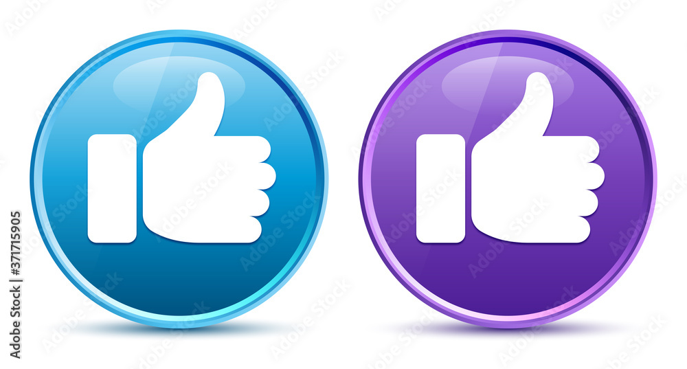 Thumbs up icon sleek soft round button set illustration Thumbs up icon sleek soft round button set illustration