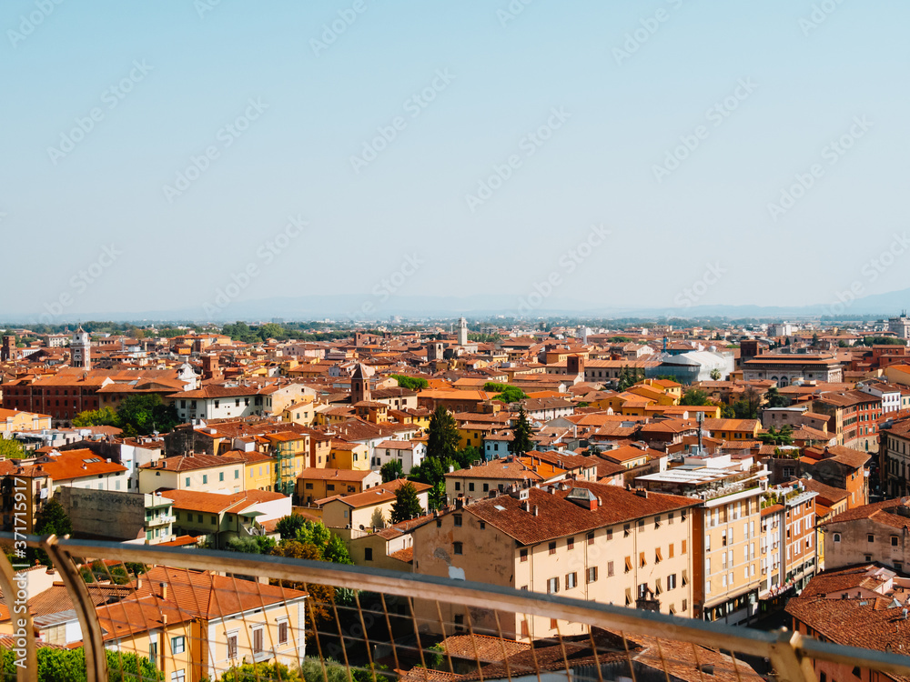 The Panoramic View of Pisa City from the top of Leaning Tower of Pisa
