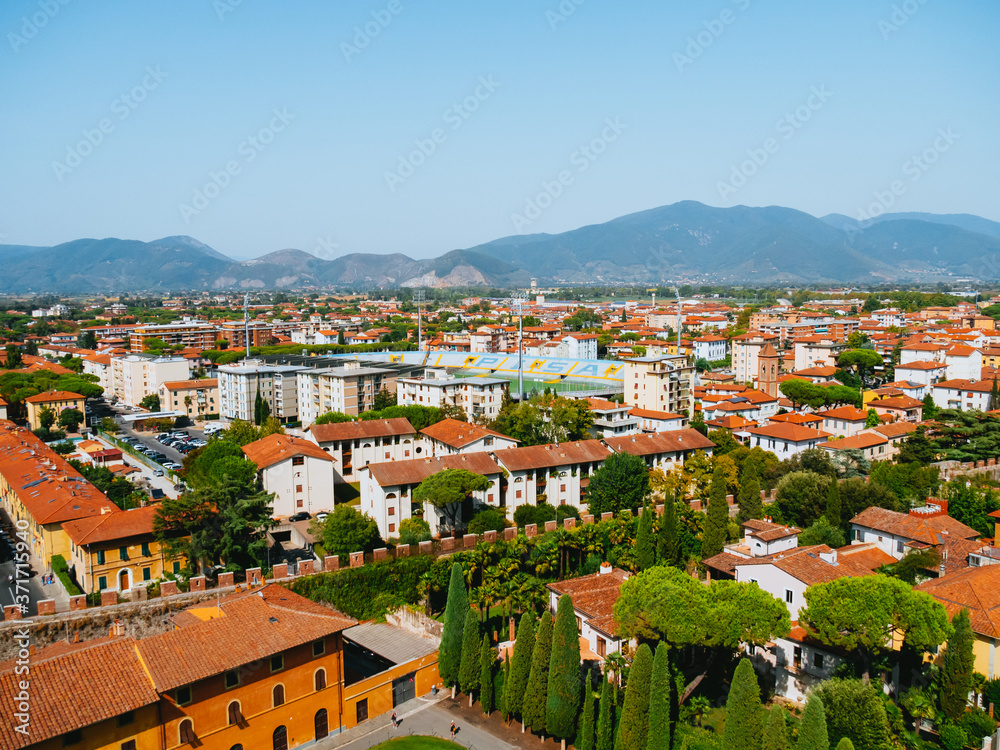 Φωτογραφία The Panoramic View of Pisa City from the top of Leaning Tower of Pisa