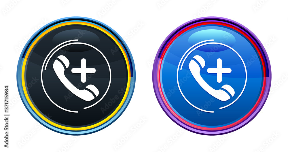 Emergency call icon artistic glassy round buton set illustration Emergency call icon artistic glassy round buton set illustration