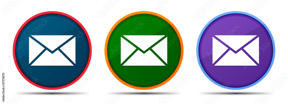 Email icon silky smart flat round buton set illustration Email icon silky smart flat round buton set illustration