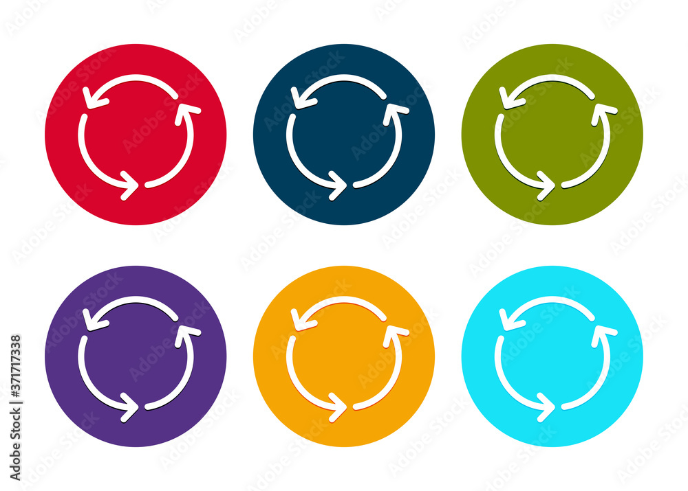 Refresh update icon modern flat round button set illustration Refresh update icon modern flat round button set illustration