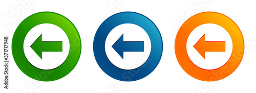 Back icon liquid design round button set illustration