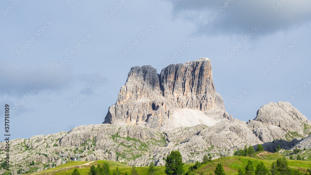Amazing landscape at the Dolomites in Italy. View at Averau mountain the highest of the Nuvolau Group. Dolomites Unesco world heritage. The most beautiful mountains on Earth. Summer time Amazing landscape at the Dolomites in Italy. View at Averau mountain the highest of the Nuvolau Group. Dolomites Unesco world heritage. The most beautiful mountains on Earth. Summer time