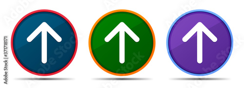 Up arrow icon silky smart flat round buton set illustration