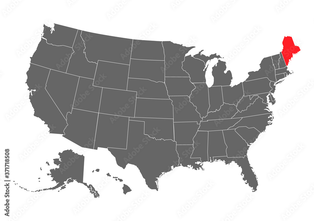 Maine vector map. High detailed illustration. United state of America country