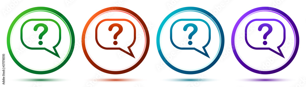 Question mark bubble icon artistic frame round button set illustration Question mark bubble icon artistic frame round button set illustration