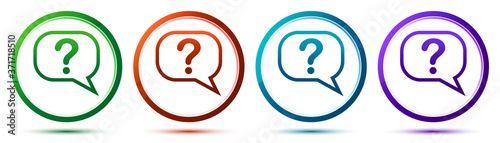 Question mark bubble icon artistic frame round button set illustration
