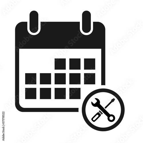 Calendar icon maintenance, date event symbol isolated on white background. Vector web button