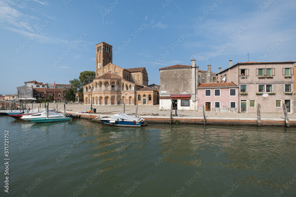Murano, Italy August 16, 2020. - a group of seven small Italian islands connected by bridges (often treated as one island separated by canals), located in a lagoon near Venice,