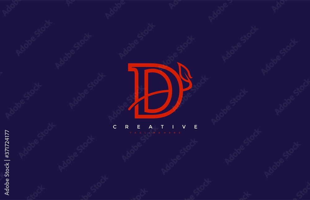 Fototapeta premium Initial Letter D Linear Monogram Swoosh Leaf Logotype