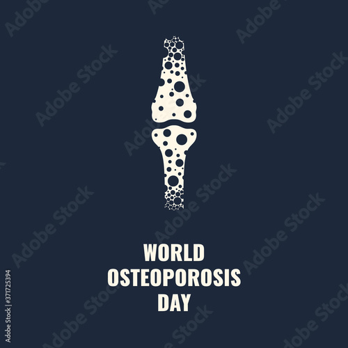 World osteoporosis awareness poster. Loss of bone mass, hip fractures and broken bones prevention. Skeletal system disease. Senior osteopathy medical concept. Vector illustration.