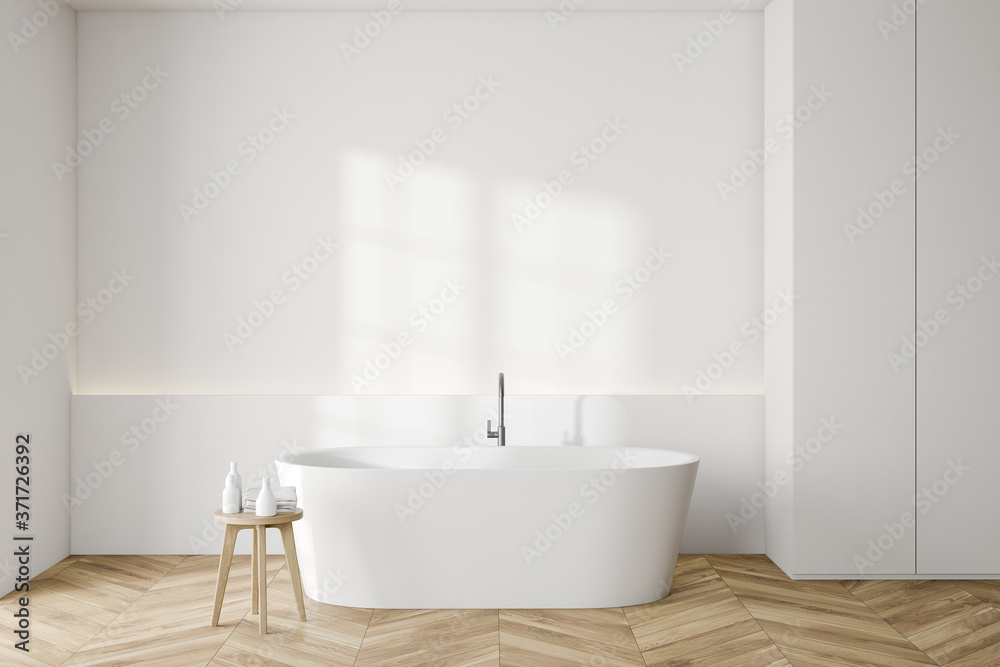 Fototapeta premium White bathroom interior with tub