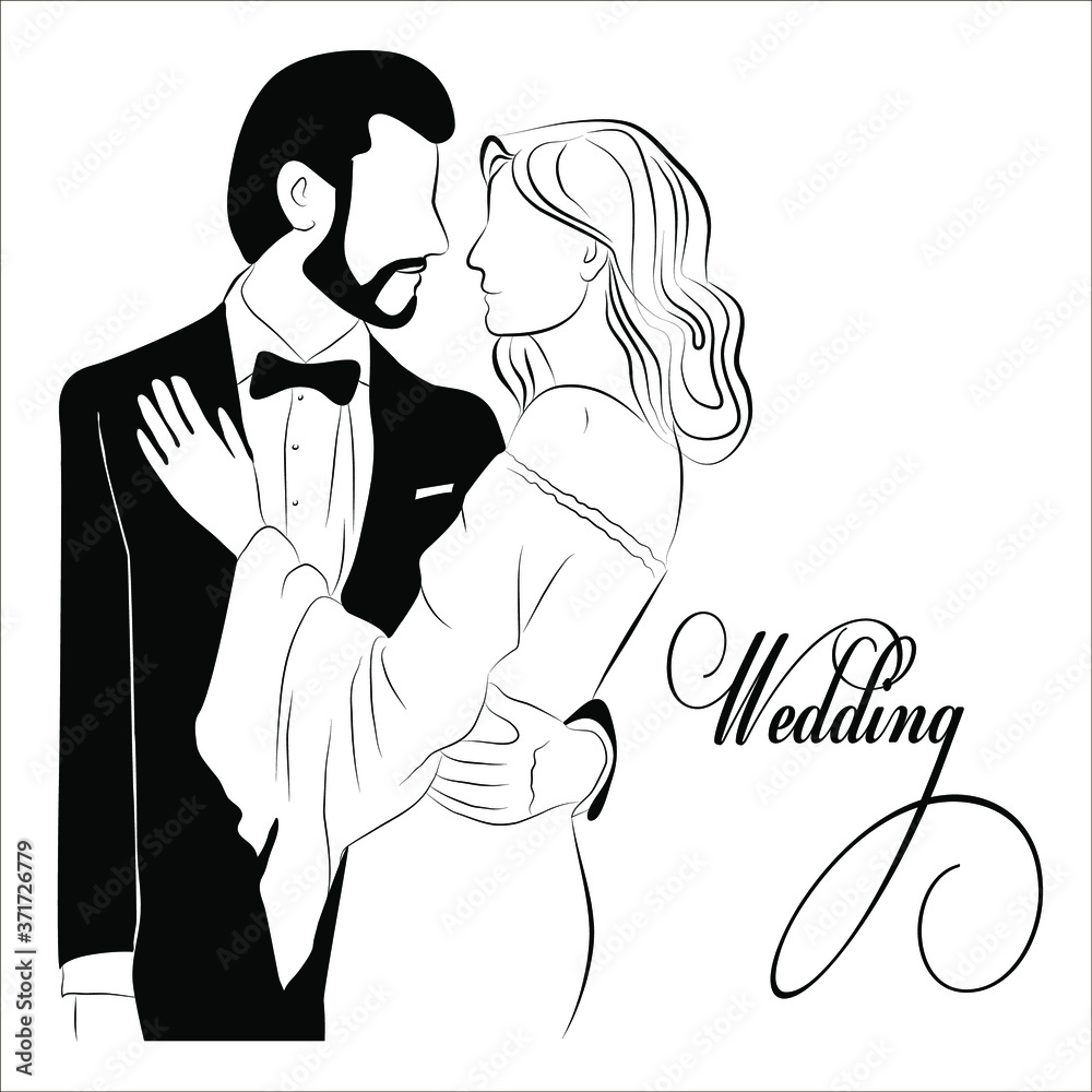 Sketch Wedding Couple Vector Images (over 5,900)