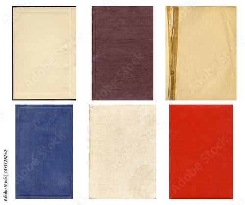 Paper and textile textures set. Blank old pages with rough faded surface. Perfect for background and vintage style design. Empty place for text.