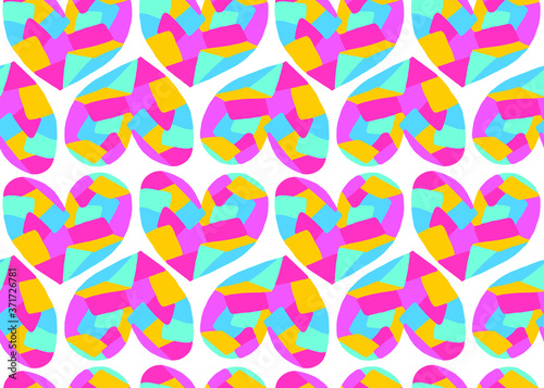 Plano de fundo vetorial com uma colagem de corações, criando uma composição vibrante e cheia de amor, ideal para expressar sentimentos de afeto e ternura