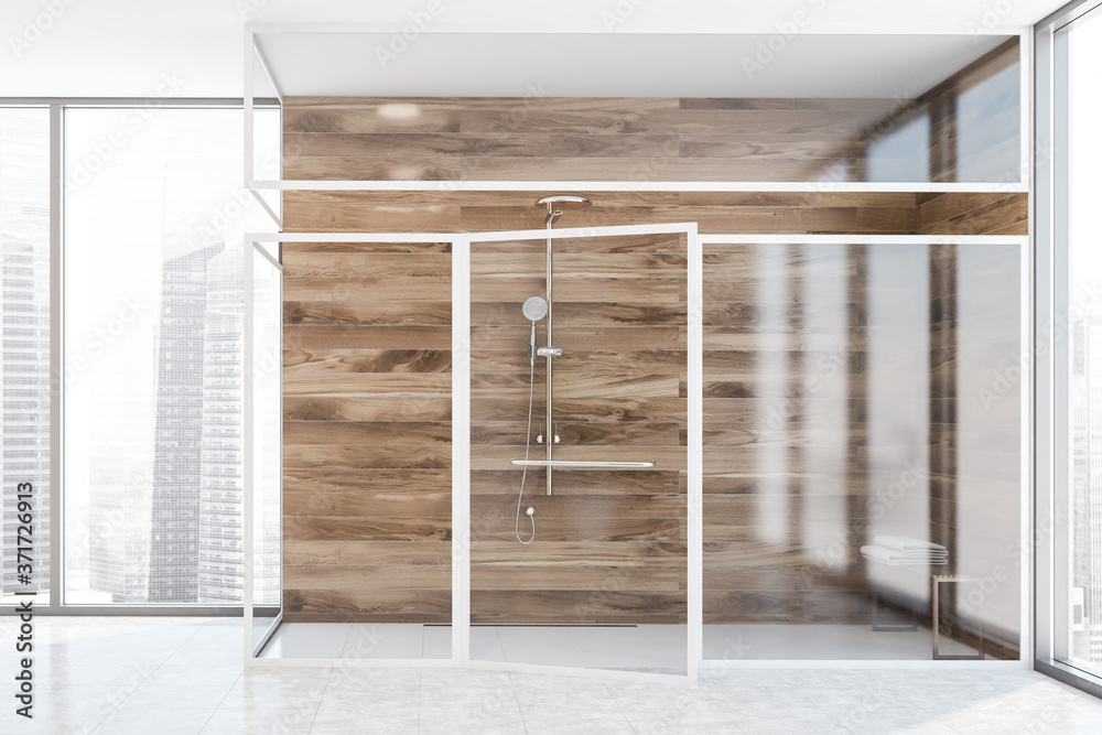 Wooden and glass shower stall Wooden and glass shower stall