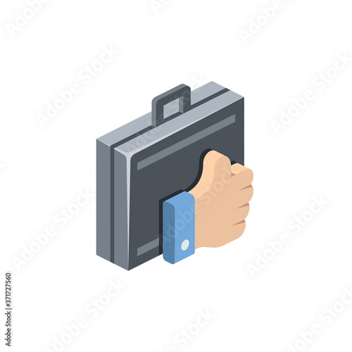 Briefcase thumbs up. Vector 3d isometric, color web icons set, new flat style. Creative illustration, idea for infographics.