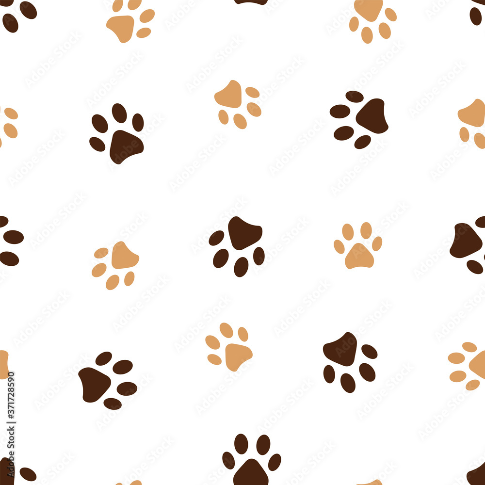 Seamless pattern of animals paws. Vector illustration on a white background. Seamless pattern of animals paws. Vector illustration on a white background.