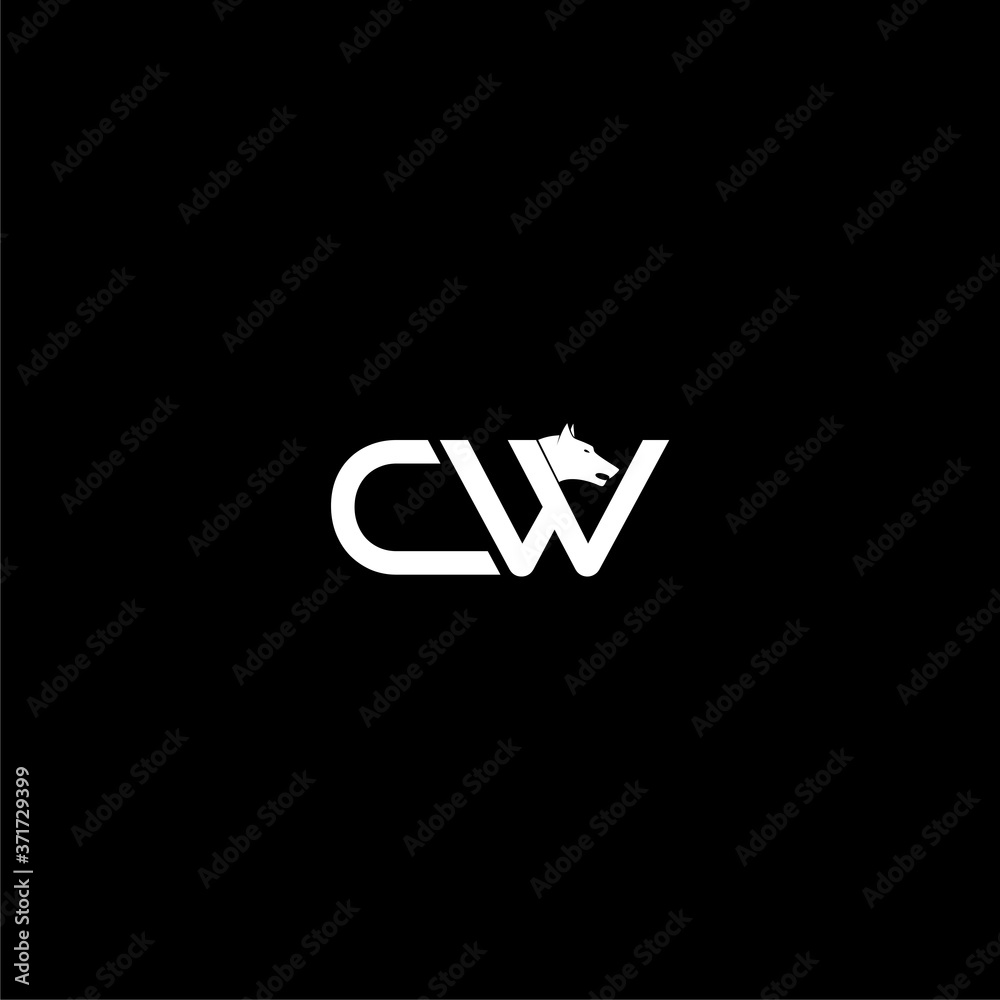 CW letter design logo isolated on dark background