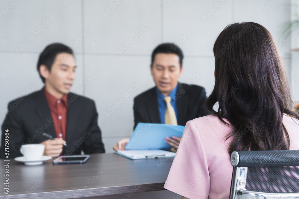 Asian candidate woman on job hiring interviewing with HR