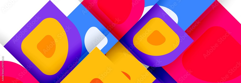 Set of vector modern geometric abstract backgrounds with repeating abstract round shapes patterns and shadow effects