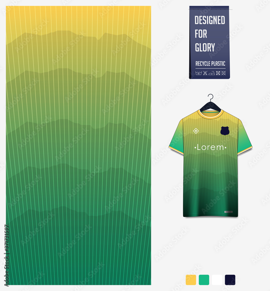 Green Yellow gradient geometry shape abstract background. Fabric textile  pattern design for soccer jersey, football kit, sport uniform. T-shirt  mockup template design. Vector Illustration. Stock Vector | Adobe Stock
