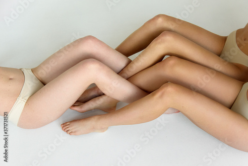 Slender women's legs without hair