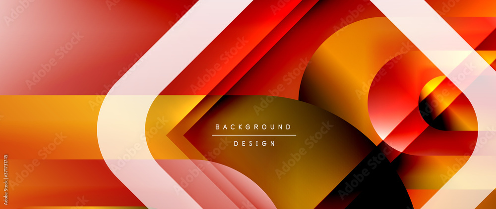 Vector geometric abstract background with lines and modern forms. Fluid gradient with abstract round shapes and shadow and light effects Vector geometric abstract background with lines and modern forms. Fluid gradient with abstract round shapes and shadow and light effects