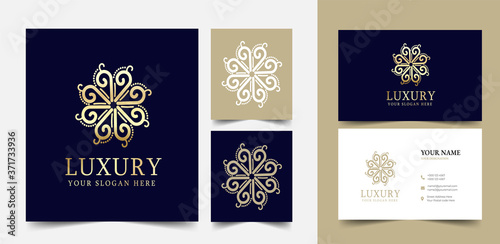 Vintage Royal luxury logo design with visiting card stationery design vector premium