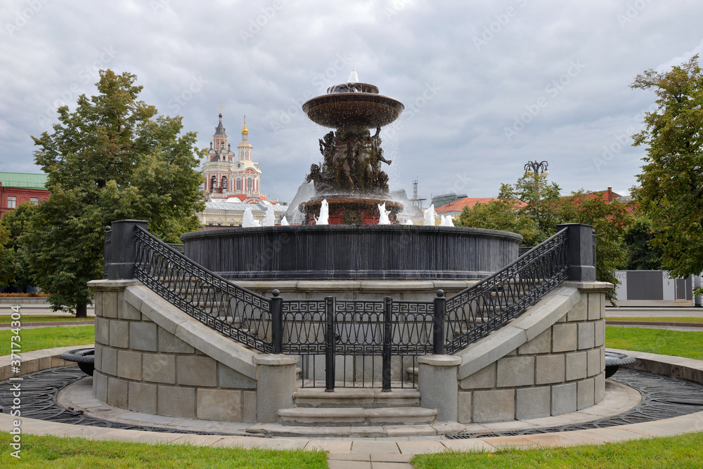 Petrovskiy Fountain on Theater Square in front of Bolshoi Theater (1835), oldest existing fountain in Moscow