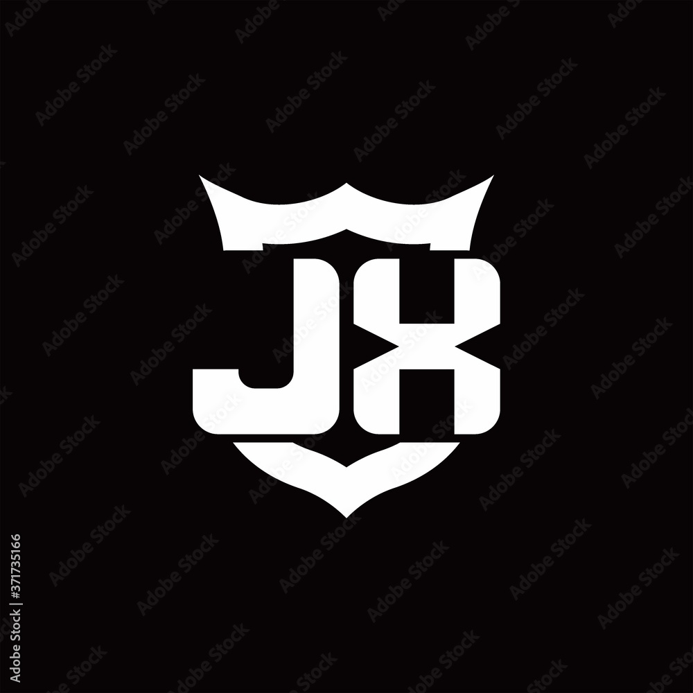 JX Logo monogram with shield around crown shape design template JX Logo monogram with shield around crown shape design template