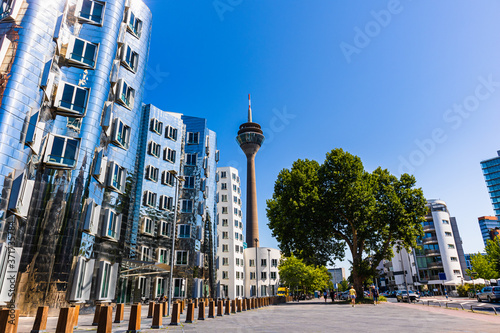 Düsseldorf at the port with houses