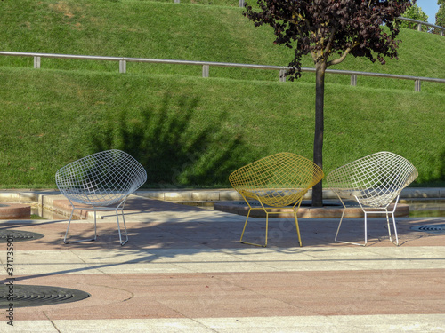 table and chairs in a garden