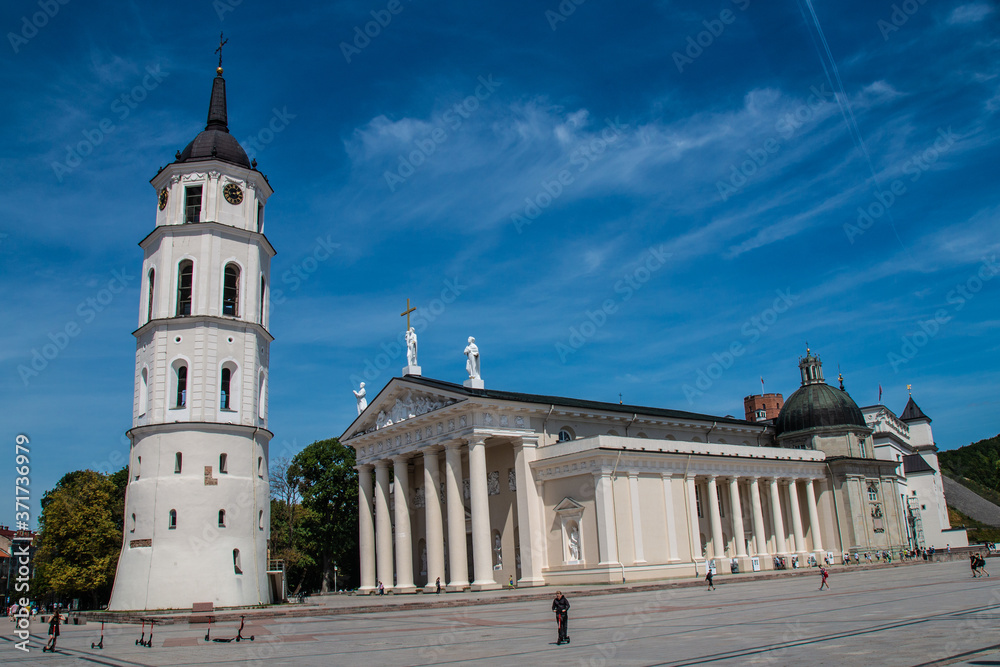 Vilnius/Lithuania: 08/08/2019: The Cathedral of Vilnius is the main Roman Catholic Cathedral of Lithuania. It is the heart of Catholic spiritual life in Lithuania.