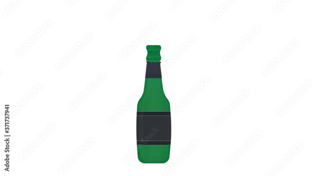 Champagne. Animation of opening a bottle of festive champagne, alpha channel enabled. Cartoon Champagne. Animation of opening a bottle of festive champagne, alpha channel enabled. Cartoon