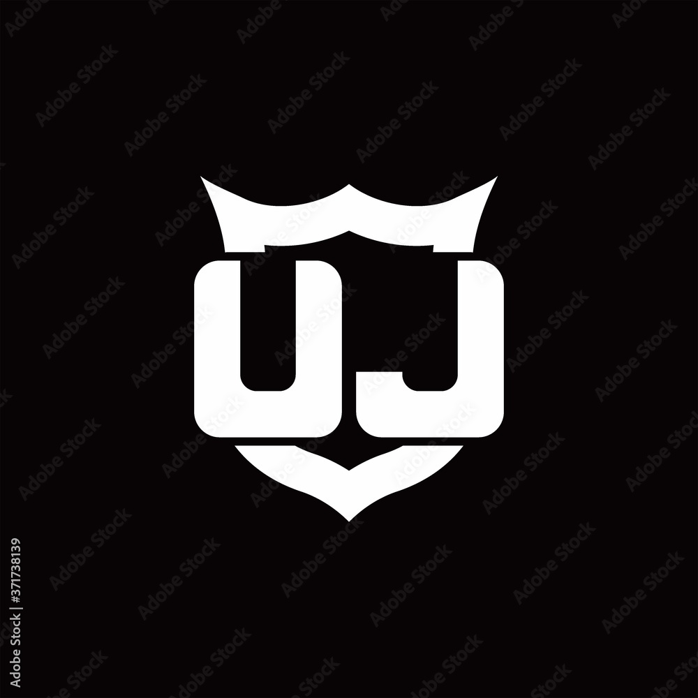 UJ Logo monogram with shield around crown shape design template