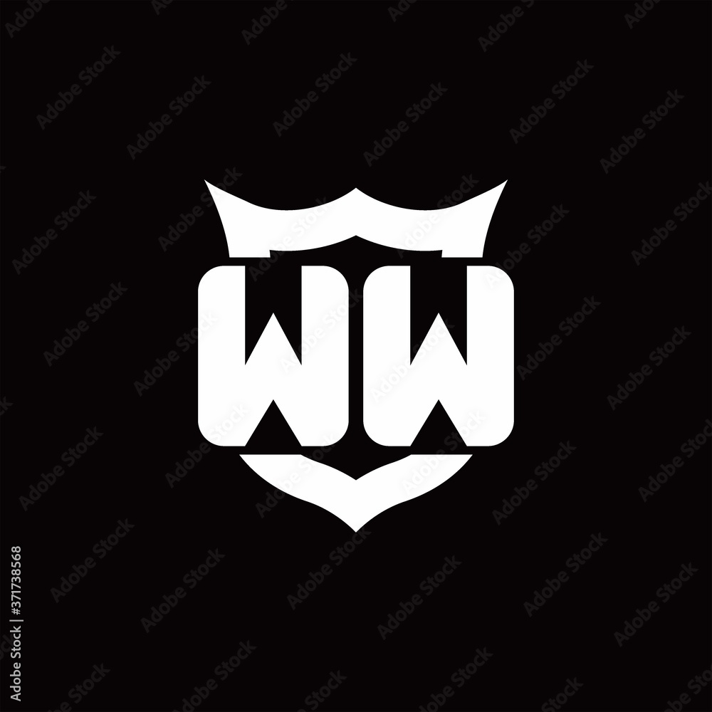 WW Logo monogram with shield around crown shape design template WW Logo monogram with shield around crown shape design template