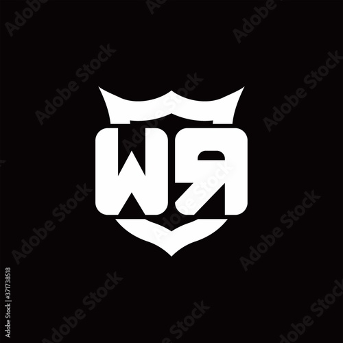 WR Logo monogram with shield around crown shape design template