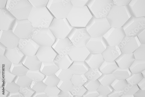 Fototapeta Naklejka Na Ścianę i Meble -  Hexagon 3D abstract background. Bees cells honeycomb texture. Three-dimensional render illustration.