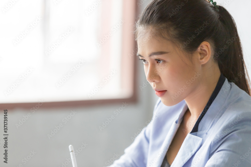Business asian woman working at home with online technology Business asian woman working at home with online technology