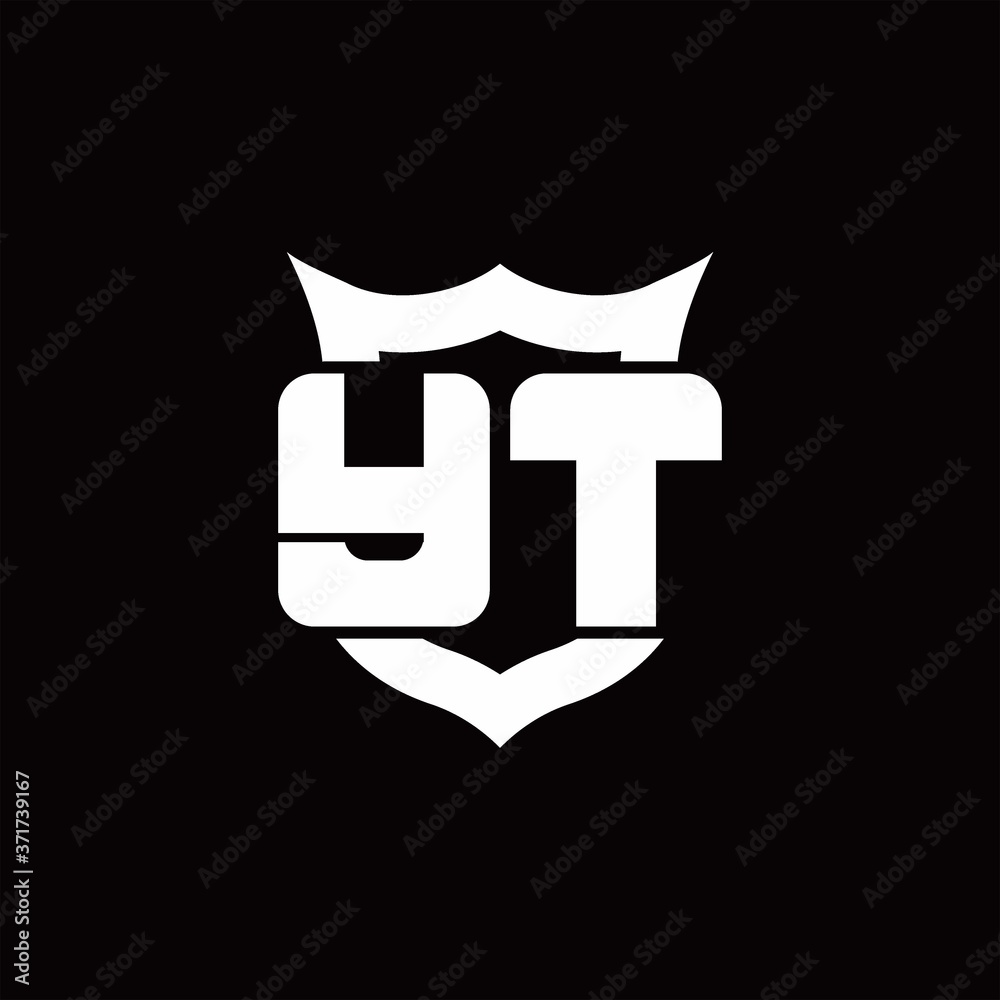 YT Logo monogram with shield around crown shape design template YT Logo monogram with shield around crown shape design template