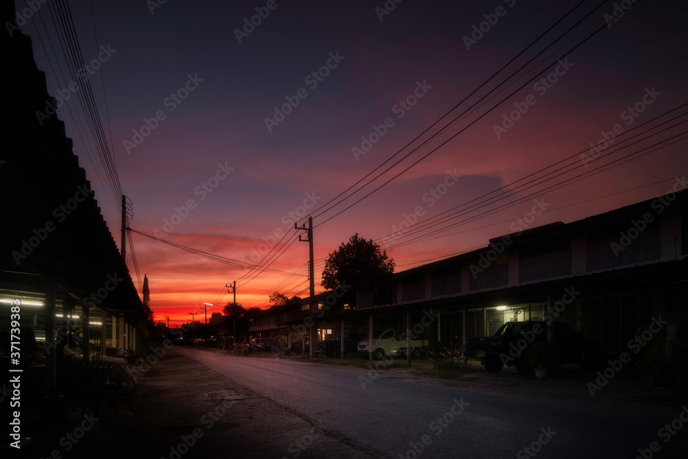 Sunset sky with urban background