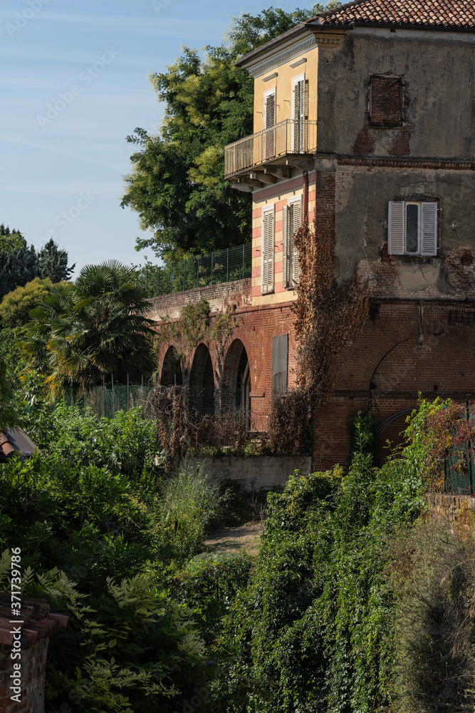 An old building partly ruined in the village od Avugliano, near Turin, Italy.