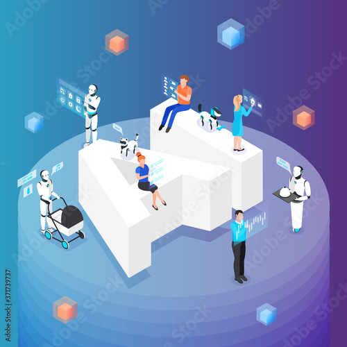Home Robots Isometric Composition