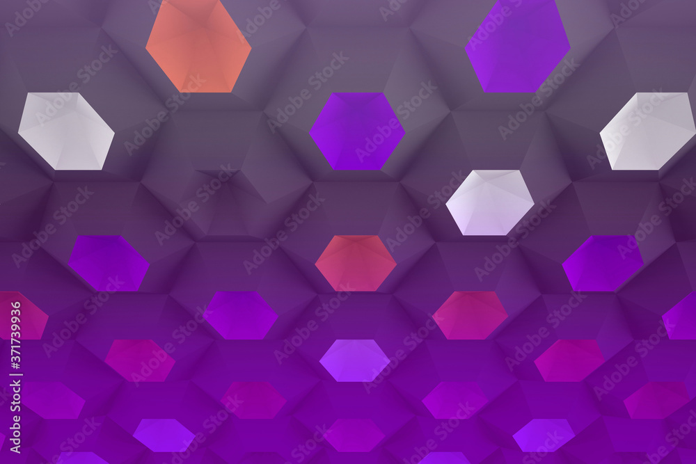 Colorful hexagon 3D abstract background. Bees cells honeycomb texture. Three-dimensional render illustration. Colorful hexagon 3D abstract background. Bees cells honeycomb texture. Three-dimensional render illustration.