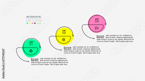 Vector new circle design three steps can use for reporting of work such as results of advertising and business.infographic design.