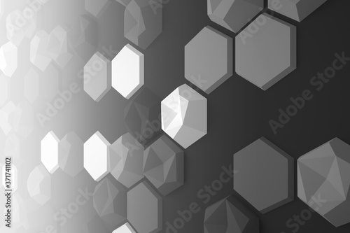 Colorful hexagon 3D abstract background. Bees cells honeycomb texture. Three-dimensional render illustration.