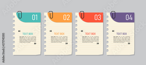 Text box design with note papers.	